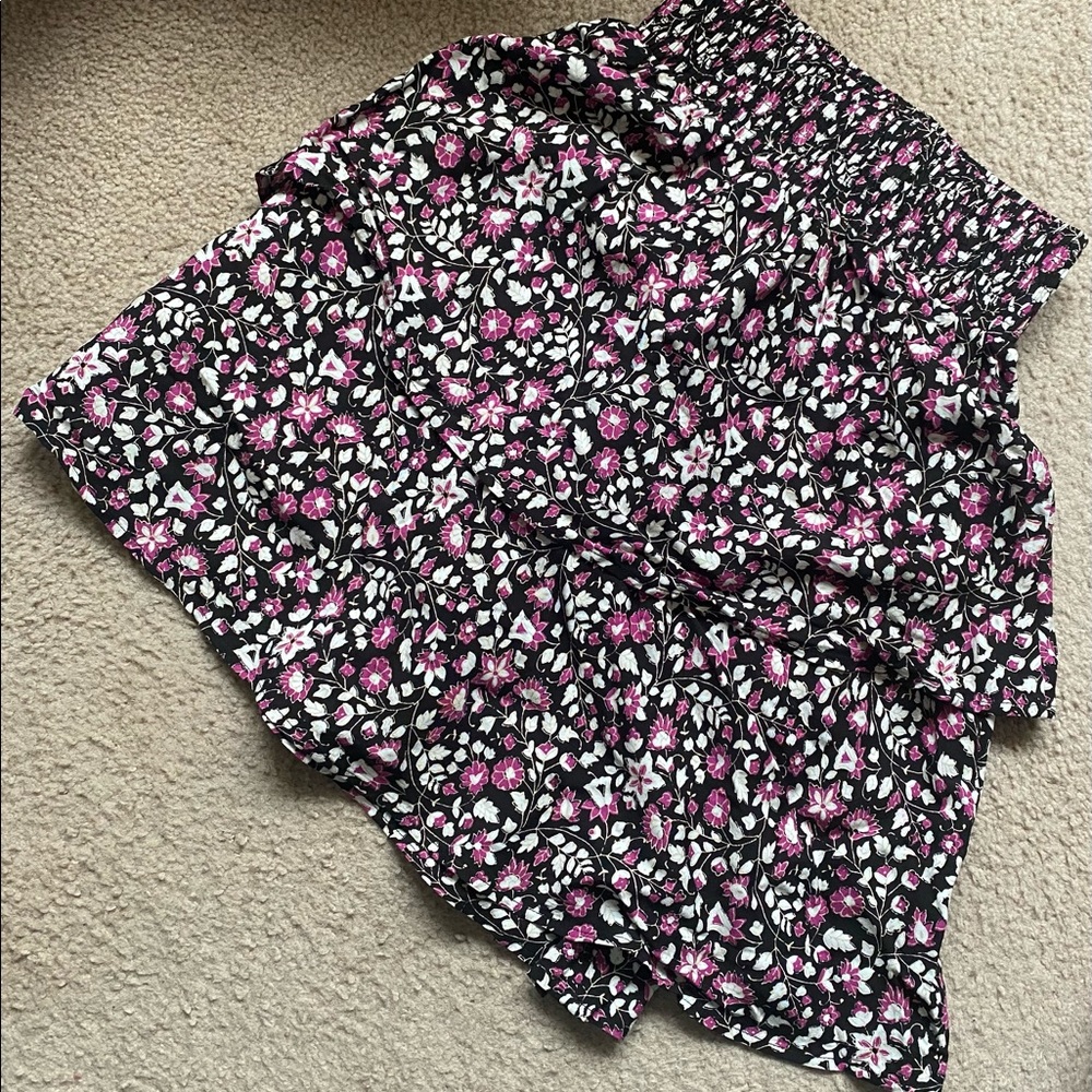 Layered flower print skirt